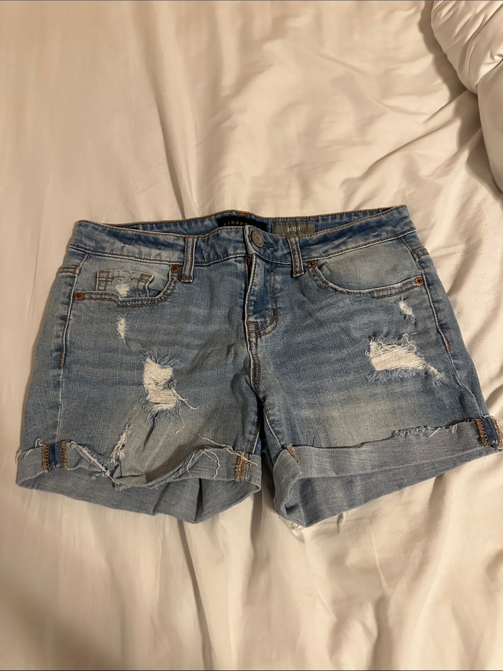 Aeropostale Light Blue Distressed Denim Jean Shorts